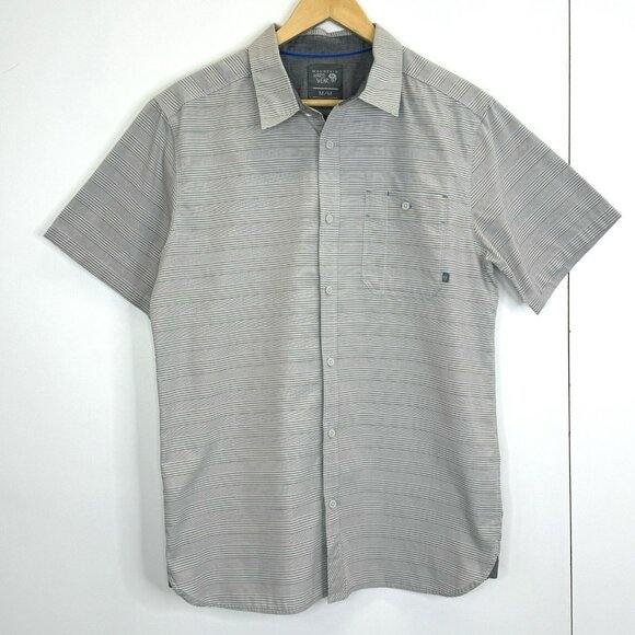 Mountain Hardwear Shirt Mens Size Medium Gray Short Sleeve Button Front Outdoor - Picture 1 of 6